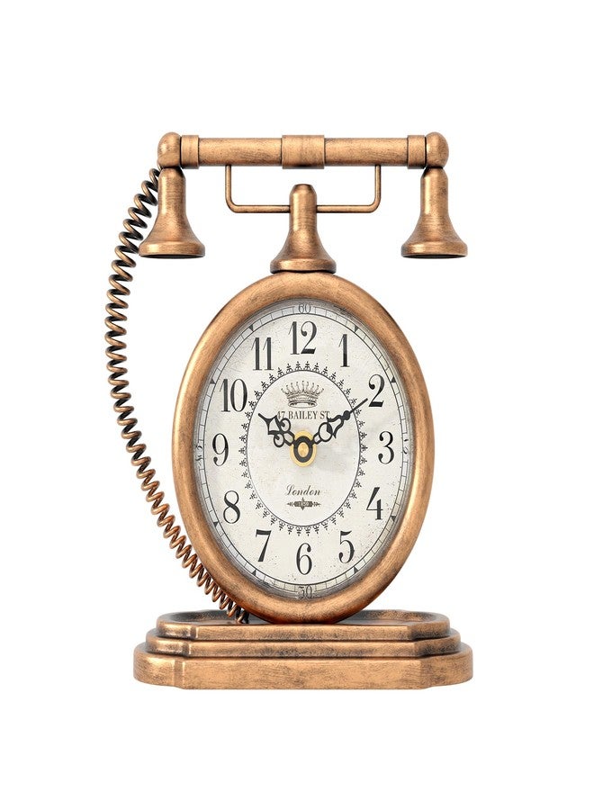 ChimeTide Vintage Table Clock, Desk and Shelf Decor Clock, Gold Antique Telephone Style Mantel Clocks, for Living Room, Farmhouse, Bedroom, Bedside, Gift (7.3" H x 7.3" W) - Image 1
